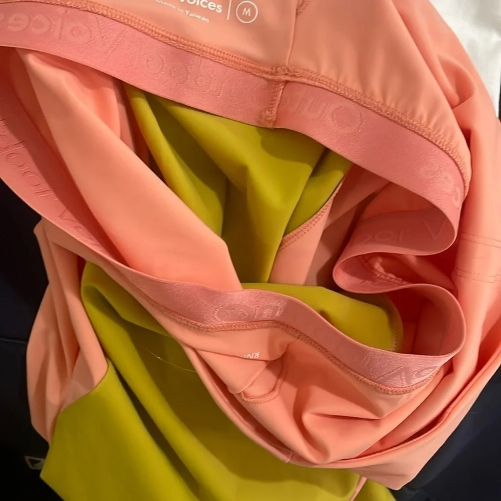 Outdoor Voices Pink and Yellow One Shoulder A-Line Dress